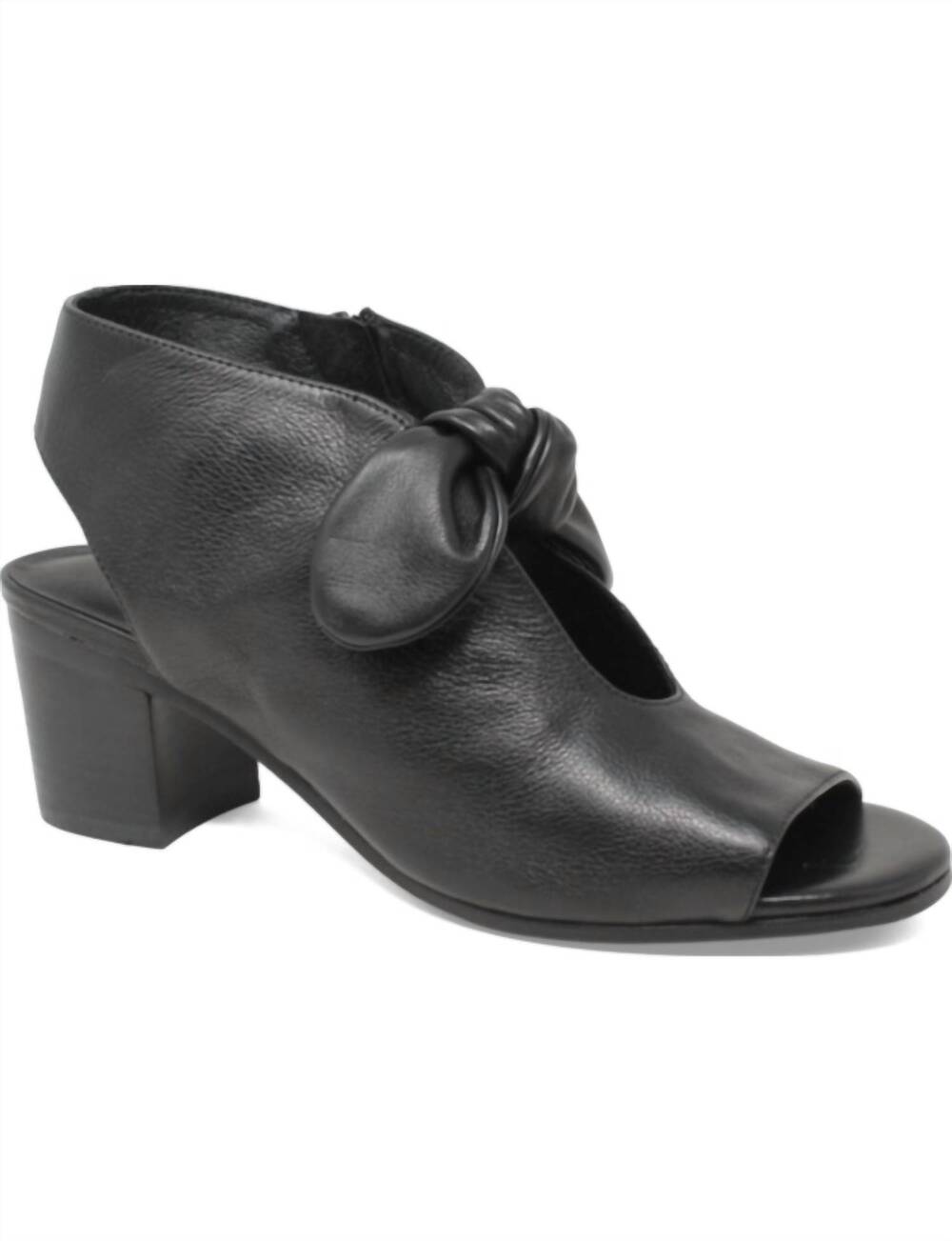 NEW DJANGO & JULIETTE women's banana block sandals in black leather-black heel